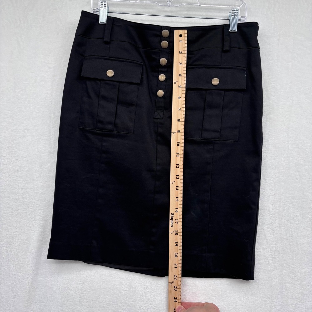 Dana Buchman Womens Pencil Skirt Black 10 Sailor Pockets Corpcore Business Basic - Picture 5 of 6